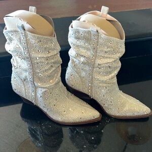 Gold glitter western style boots